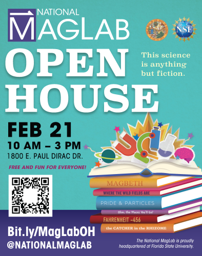 Graphic promoting the MagLab Open House on Feb. 21