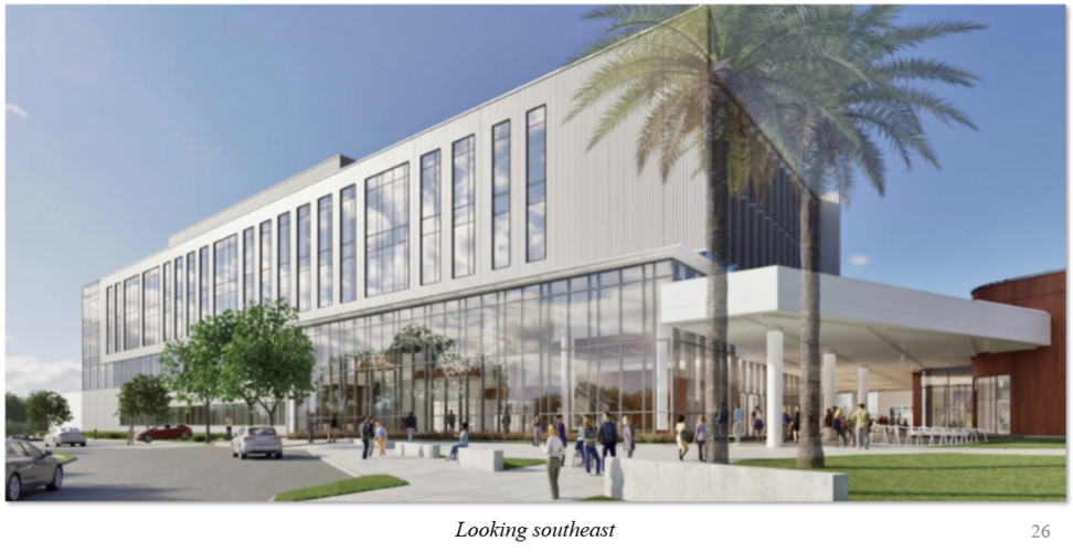 Rendering photo of building C looking southeast.