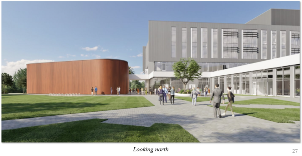 Rendering photo of building C looking north.