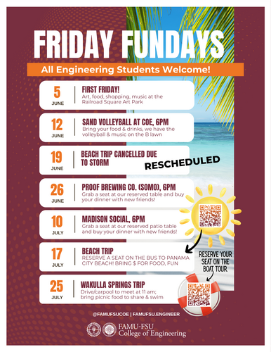 Updated schedule for Summer Friday Fundays