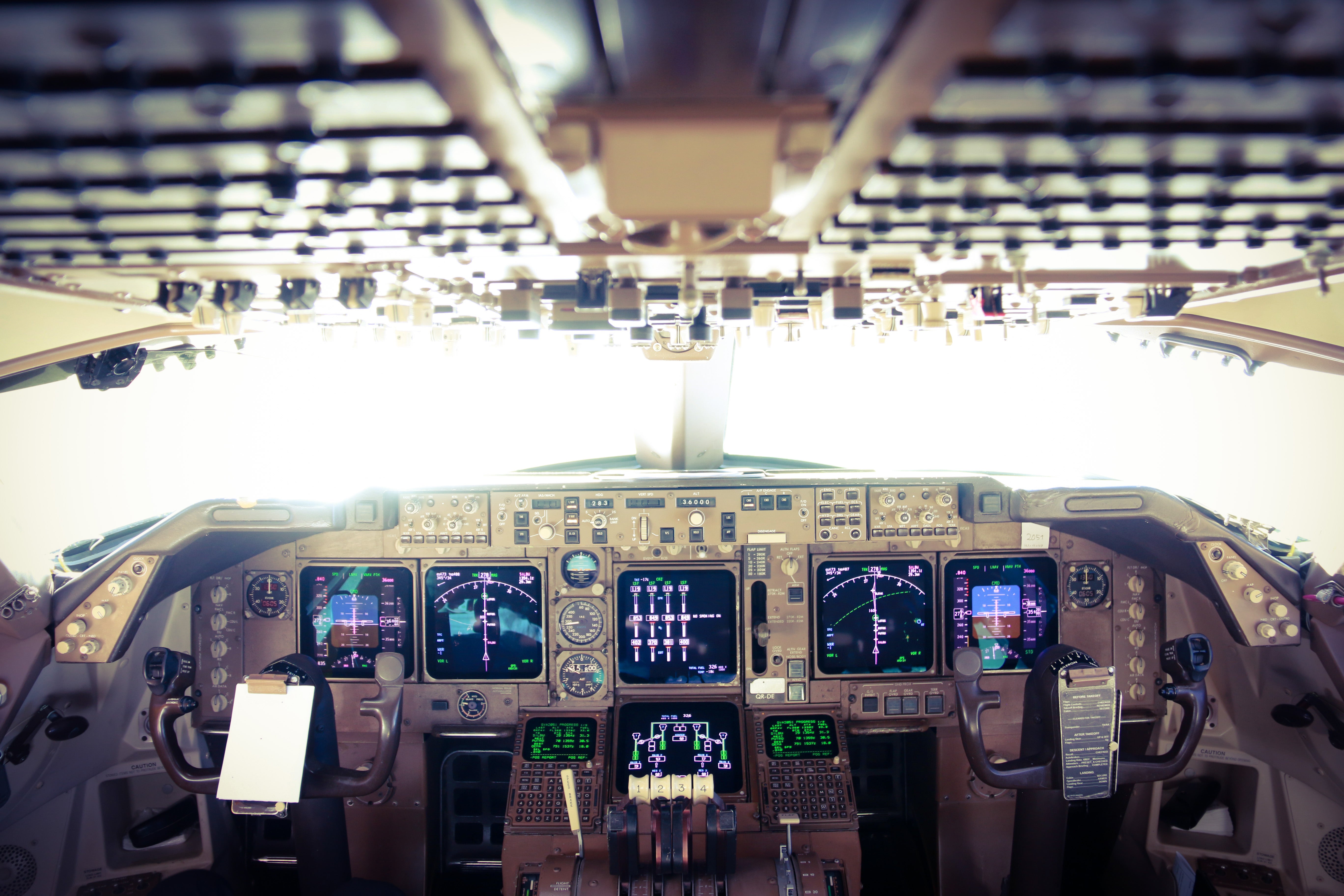 Interior of Boeing plane.