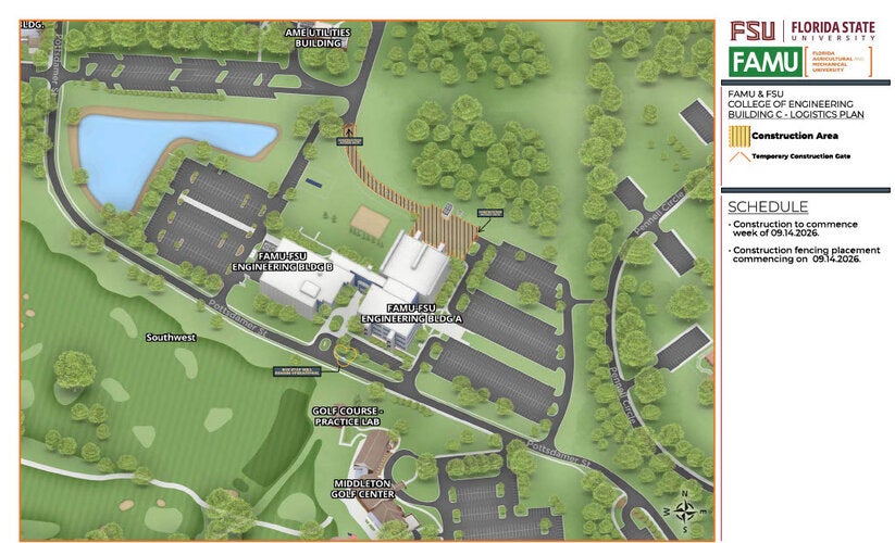 Computer image of campus construction