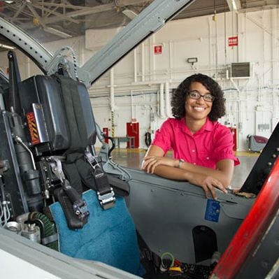 Student pictured here smiling during a NASA internship.