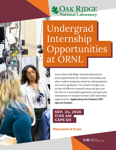 ORNL Undergraduate Students Internship Flyer