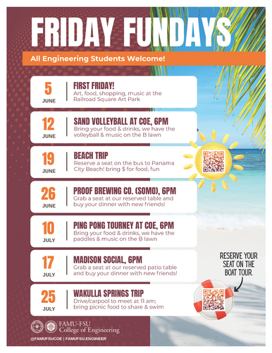 Summer REU Friday Fundays Schedule of Events