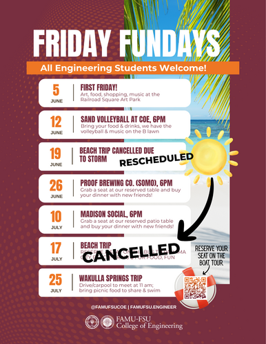 Updated schedule for Summer Friday Fundays