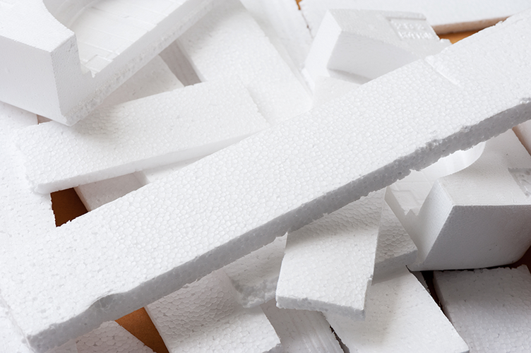 photo of White polystyrene foam, material for packaging or craft applications