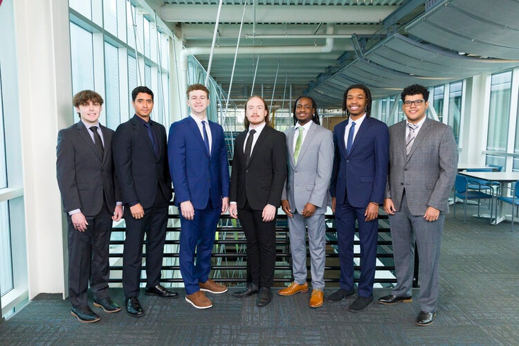 Members of Team 301/302 left to right:Thomas Buretz, Alejandro Caro, Henry Forero, Nathan Gibbs, Alex Harris, Tyler Morgan, Josue Villarreal