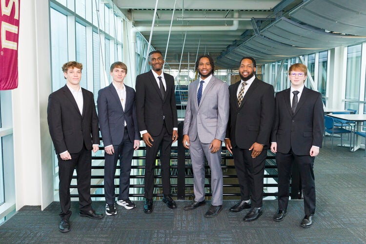 Members of Team 310 left to right: Noah Conley, John Dykstra, Jaylan Howell, Austin Onyebueke, Zuberi Sobers, Mark Yearwood