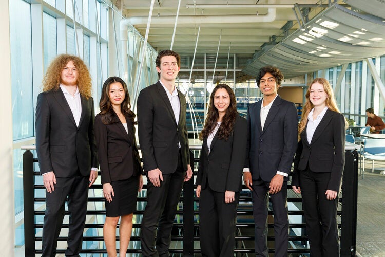 Members of Team 520 left to right: Andrew Buchleitner, Ava Chin, Spencer Hawes, Emily Nino, Malinda Perera, Elena Rudnitzky