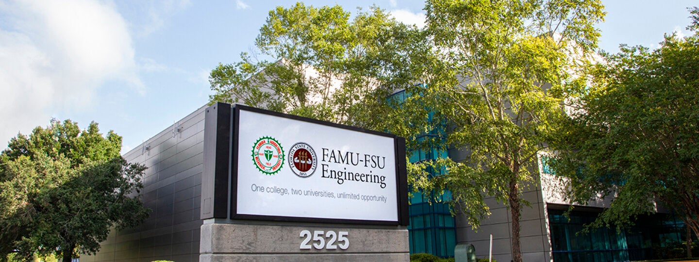 Exterior signage of the college of Engineering.