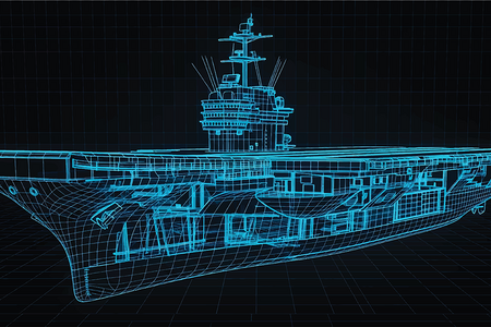 Aircraft Carrier Blueprint – Naval Warship Engineering CAD Technical Drawing
