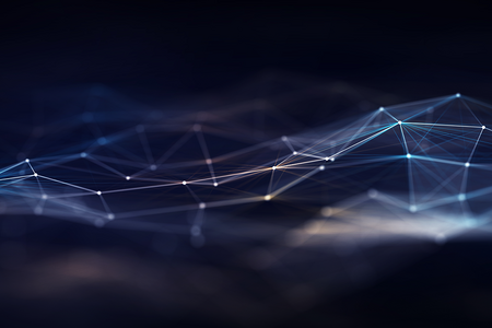 Futuristic Digital Landscape Featuring Blue Neural Network Lines. 