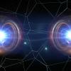 photo illustration of two atoms