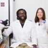 photo of justice ene and yan li in the famu-fsu engineering lab