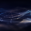 Futuristic Digital Landscape Featuring Blue Neural Network Lines. 