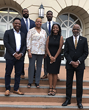 Turner FAMU alumni: Front row (left to right) Dwayne Reid, Ava Baptiste, Alison Lewis, President Robinson Back row (left to right) Clarence Williams III, Nicholas Thompson