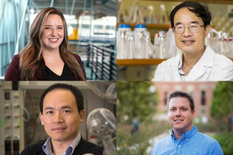 Clockwise from upper left: <strong>Rebekah Sweat</strong>, an assistant professor in the FAMU-FSU Engineering Department of Industrial and Manufacturing Engineering; <strong>Zucai Suo</strong>, a professor in the Department of Biomedical Sciences; <strong>David Meckes</strong>, an associate professor in the Department of Biomedical Sciences; and <strong>Biwu Ma</strong>, an associate professor in the Department of Chemistry and Biochemistry. They earned funding from Florida State University's Spring 2020 GAP program to transform their research into potential commercial products.