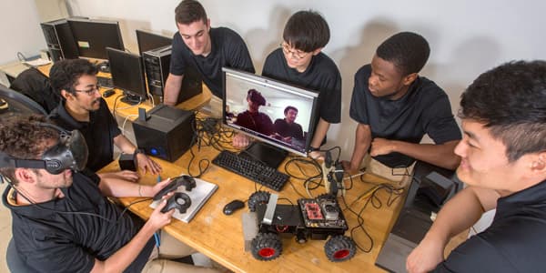 undergraduate students working on a senior design project