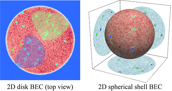 2 disk BEC top view and spherical shell BEC