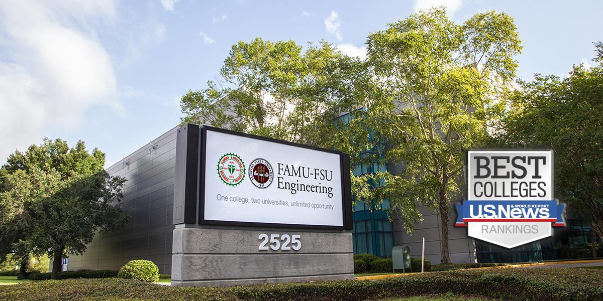 Photo of FAMU-FSU Engineering sign with US News badge