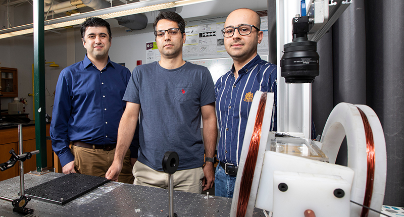 Photo of Kourosh Shoele, Hadi Mohammadigoushki, and Farshad Nazarinasrabad, at the FAMU-FSU College of Engineering