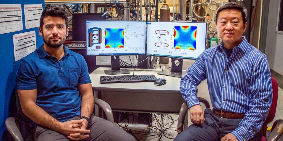 From left, doctoral student Hamid Sanavandi and Associate Professor Wei Guo, co-authors on a paper published in npj Microgravity that describes a new design for a magnetic levitation-based simulator that creates a low-gravity environment.