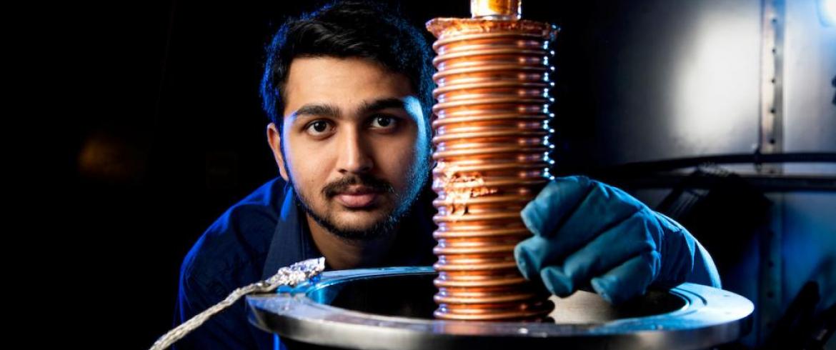 Graduate student in electrical engineering Srikar Telikapalli researches lightweight compact electrical systems at the FAMU-FSU College of Engineering and the FSU Center for Advanced Power Systems (CAPS)