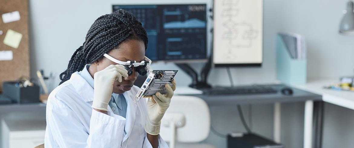 black engineer working in lab