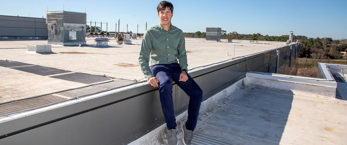 pedro fernandez-caban civil engineer sitting on a flat roof