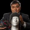 Dr. Chad Zeng and his prototype helmet foam