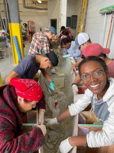 The FAMU-FSU team constructing their First-place Timber-Strong tiny house