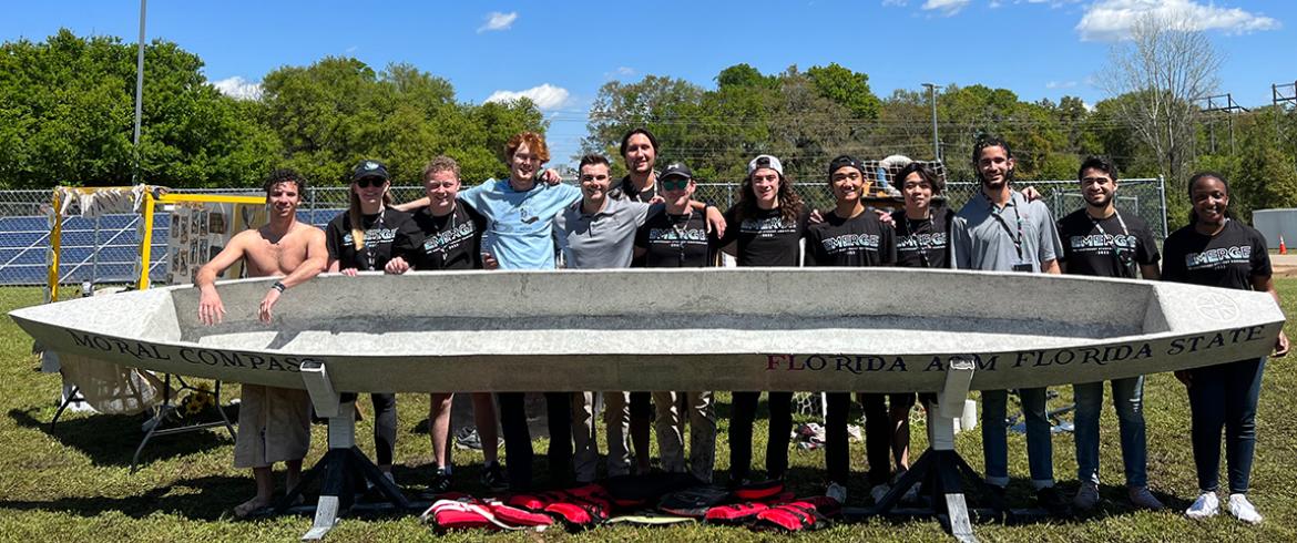 Members of the FAMU-FSU team pose with "Moral Compass," which took First Place in the Final Product Prototype competition.