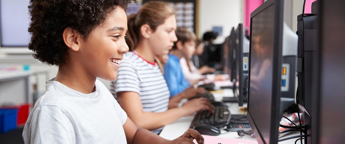 kid at computer