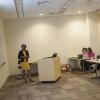 Student presenting her hybrid business/research pitch (via powerpoint presentation)