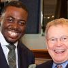 Eric Hellstrom, Ph.D. (right) gives Gregory Boler, Jr. (left) at the 2019 ME Distinguished Alumni Awards  Banquet.