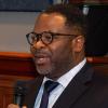 Sherman Whites, Jr. speaks after receiving a Distinguished Alumni Award during the 2019 Department of Mechanical Engineering Alumni Awards Banquet.