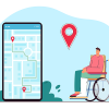 disabled person with app