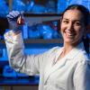 photo of famu-fsu chemical engineering student amaya walker in lab holding beaker