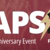 CAPS25 anniversary text on garnet background